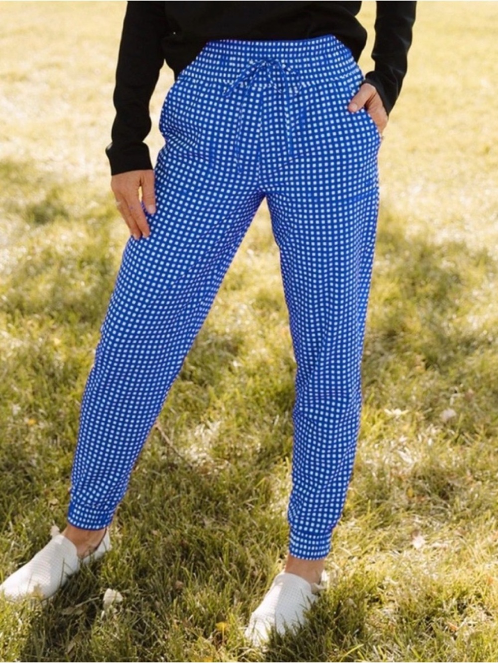 Albion Fit Blue Gingham Joggers